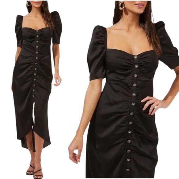 Astr Dresses & Skirts - ASTR The Label Austen Puff-Sleeve Ruched Dress Small